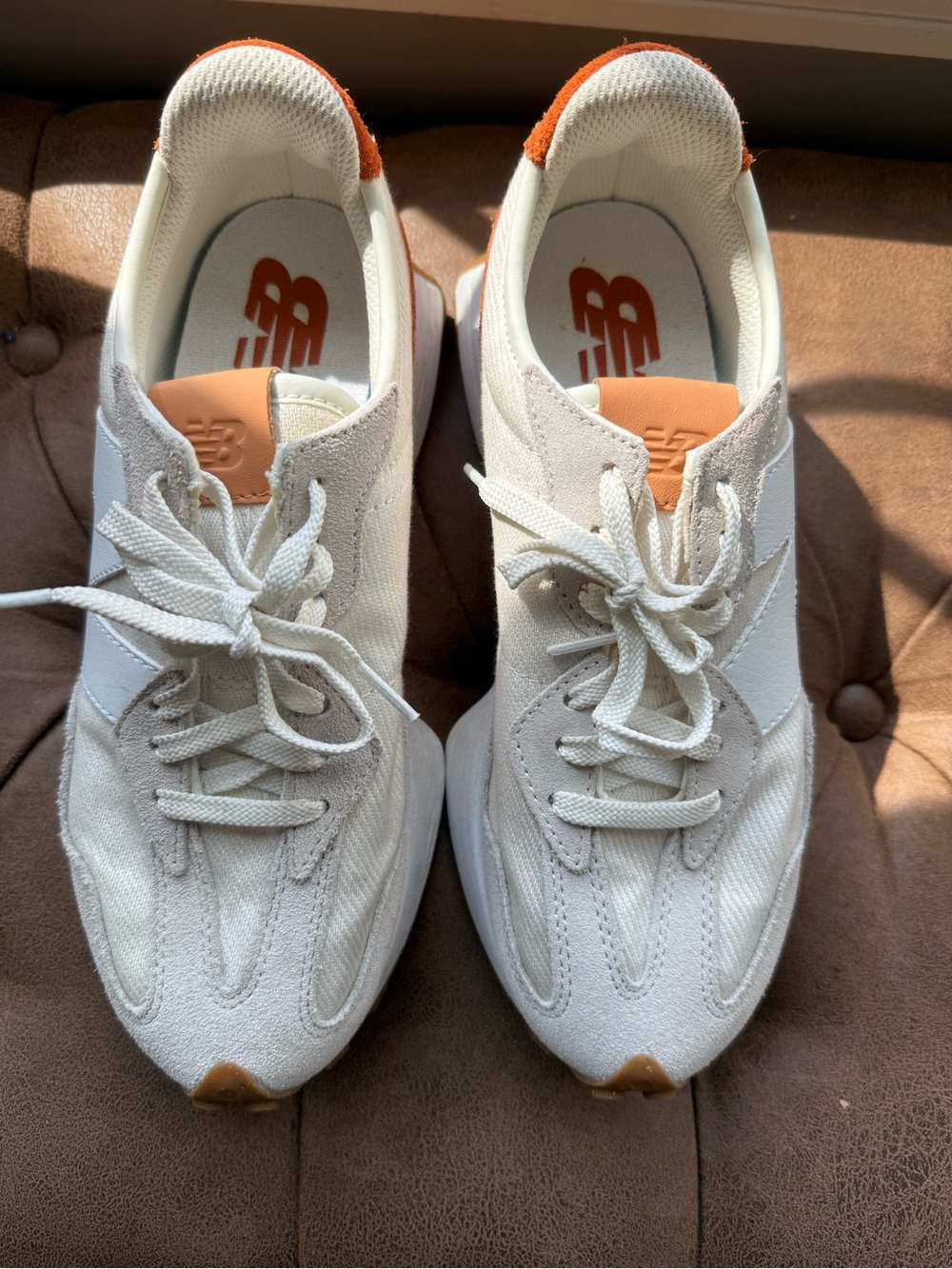New Balance Women’s Cream & Orange Accent Low-Top Sneakers